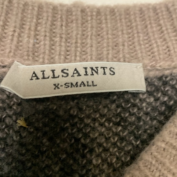 All Saints Thick, Warm  Cropped Sweater. Wool Blend. Pale dusty rose w grey XS - Picture 3 of 6